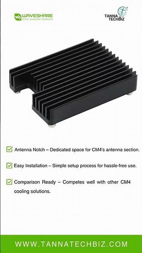 Waveshare Aluminum Heatsink for Raspberry Pi CM4 | High-Efficiency Cooling with Antenna Cutout