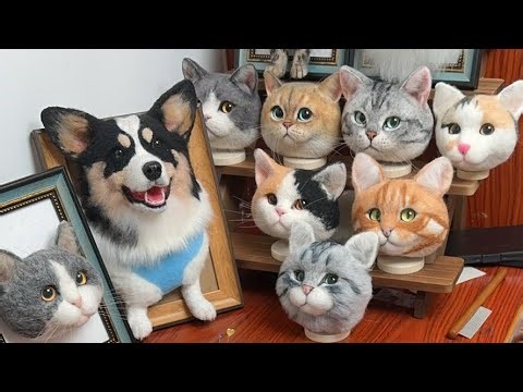 Needle Felting Cats Tutorial #cat #diy #portrait #needlefelting