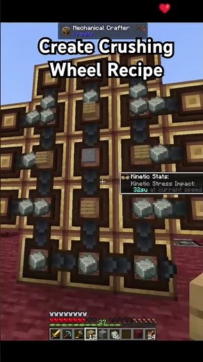 Minecraft Create Mod Crushing Wheel Recipe and crafting setup #atm10 #minecraft