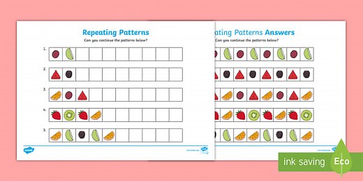Repeating Pattern (Fruit) Worksheets