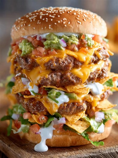 15K views · 2.5K reactions |  Mega Nacho Burger Pyramid Stacked...