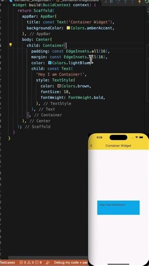 Flutter container widget