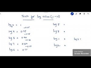Short cut tricks to learn LOG values 1 - 10