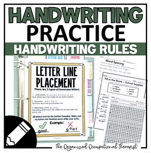 Handwriting Intervention - RTI - Occupational Therapy Handwriting Rules Practice