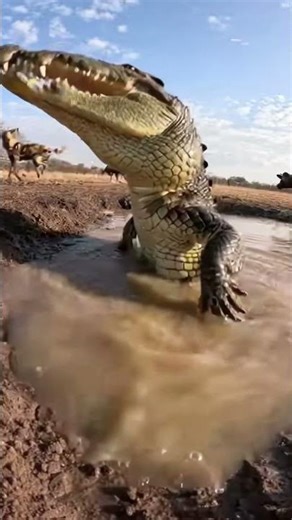 😱 CLOSEST CALL EVER! Croc vs Wild Dog #Shorts