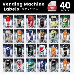 40 HVV Vending Machine Label, High Quality Labels, Soda Pop Label, Soft Drinks Vending Machine Labels, Drink Machine Label, Digital Download - Etsy
