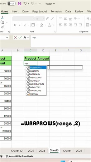 How to Use WRAPROWS Function in Excel | Arrange Data into Rows Easily #excel #excelformula