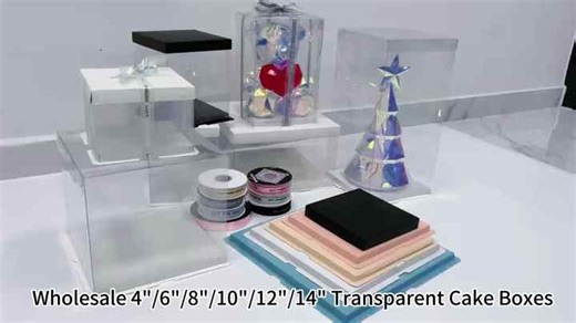 Wholesale Square Tall Transparent Plastic Box for Cake Display Packaging Storage Container With Lid for Gift Box