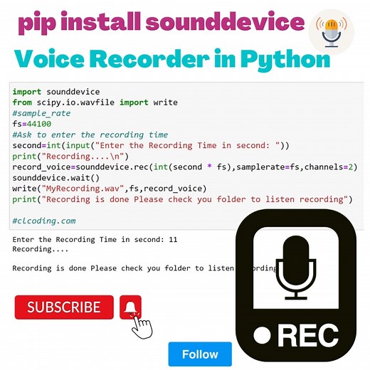 6.3K views · 174 reactions | Voice Recorder in Python | Python Coding | Facebook