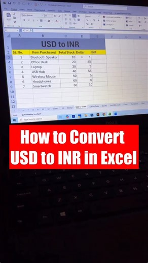How to Convert USD to INR in Excel . . . . . . @rgk_microsoft_office_02 . . . Excel की और भी मजेदार वीडियो देखने के लिए और नये नये trick सिखने के लिए मुझको @rgk_microsoft_office_02 को follow करना पता भूलना . . . #rgkmicrosoftoffice002 #excel #exceltips #accounting #exceltricks #trending #instagram #explorepage #reels #reelsinstagram | of_success_and_