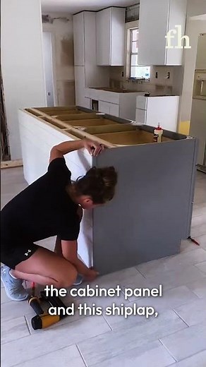 Woman Creates Inexpensive DIY Kitchen Island by Joining 3 Cabinets