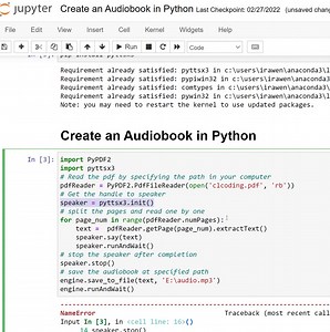 25 reactions | Create an Audiobook in Python Coding | Python Coding | Facebook