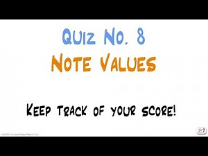 Quiz #8 - Note Values - whole note, half note, etc. - notes flashcards