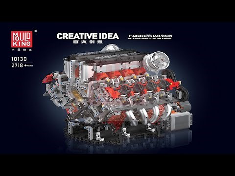 Mould King 10130 Instructions – F488 Motorised V8 Engine LEGO Technic Style Engine Build Guide
