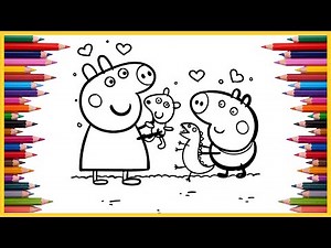 Peppa Pig Coloring Page | Learn Coloring Peppa Pig and George Pig | Draw and Colors
