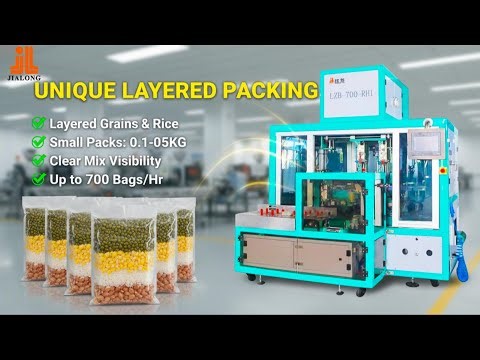 Automatic Layered Vacuum Packaging Machine for Grains & Rice (0.1-0.5kg) | Jialong LZB-700-RH1