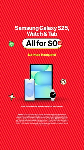 Upgrade those holiday vibes with Samsung Galaxy S25, Watch and Tab. | Verizon