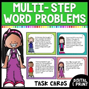 Multi-Step Word Problems Task Cards | 4th-5th Grade | Set 1 | Digital & Print