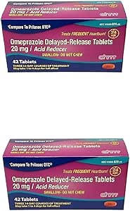 Ohm Omeprazole Delayed-Release Tablets, 20mg Acid Reducer, Treats Frequent Heartburn (12 Weeks of Supply, 84, Count)