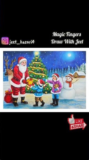 Easy Santa Claus Drawing | Christmas Drawing step by step | Christmas Tree Drawing | Oil pastels