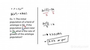 Finding the Rate or Time in a Word Problem on Continuous Exponential Growth or Decay | Precalculus | Study.com