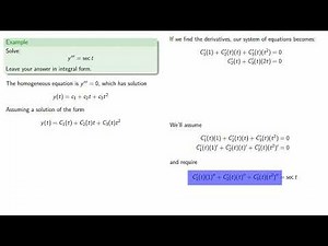 Variation of Parameters: Higher Order Equations