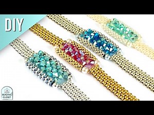 How to make a custom beaded bracelet with 4 mm bicone crystals and seed beads using peyote stitch.