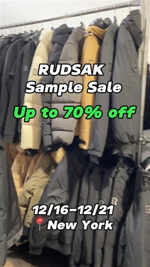 VIP Sample Sale on Instagram: "RUDSAK New York Sample Sale - up to 70% off Tuesday, December 16 : 10AM - 8PM Wednesday, December 17 to Saturday, December 20 : 10AM - 7PM Sunday, December 21 : 10AM - 5PM 260 Fifth Avenue, New York NY 10001 #rudsak #outerwear #winterjacket #parka #winterwear #coldweather #newyorkcity #nyc #shopping #sale #discount"