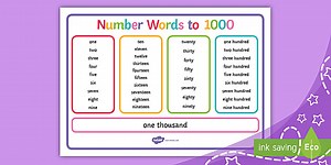 Number Words to 1000 Word Mat (Ages 7 - 8)