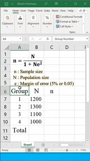 Calculate Sample Size in Excel with Slovin’s Formula