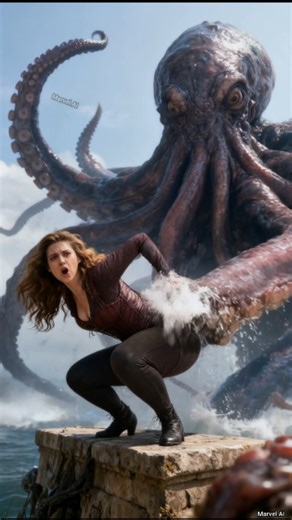 Marvel AI Cinematic on Instagram: "Giant squid make Scarlet Witch restless 🤢😨 #scarletwitch #aivideo #aiart #shorts #reels"