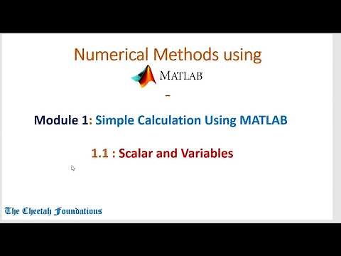 1.2 MATLAB Numerical Methods - Basic Calculation using MATLAB - Scalar, and Variable (Module 1)