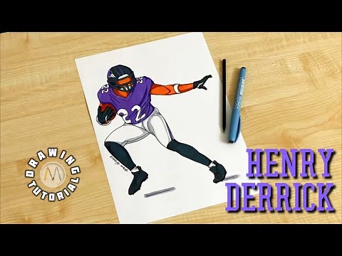 How to draw NFL football player Derrick Henry / Derrick Henry drawing tutorial