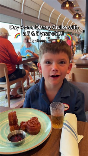 Churro Mickey waffles day!! 🧇 here’s how we spent our day at sea on our Disney cruise with our 3 and 5 year old! #disneycruise #disneywish #disneycruiseline #familytravel #toddlertravel