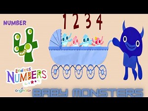 Learn Numbers with Adorable Monsters in Endless Numbers 1 to 100 - Number 4, by Originator