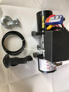 Portable Electric Winch with Remote Control – High-Power Motor for Car, ATV, Boat, and Trailer