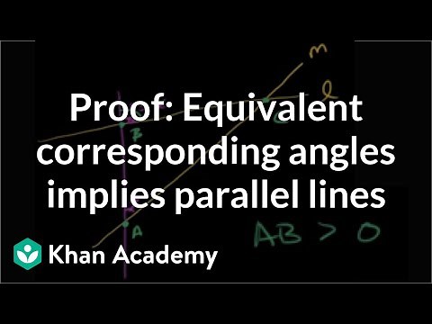 Proof: Corresponding angle equivalence implies parallel lines | Geometry | Khan Academy