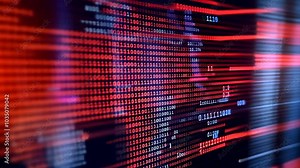 Binary Code on Computer Screen.