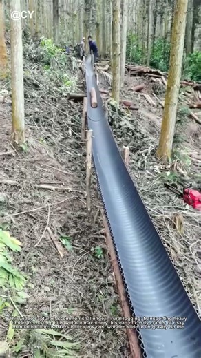 "Genius Wood Transport Trick! 🌾 Simple Slide Saves Time & Energy ↓"