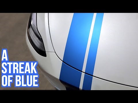 Tesla Model Y: Custom Blue Vinyl Stripes (BMW Style)
