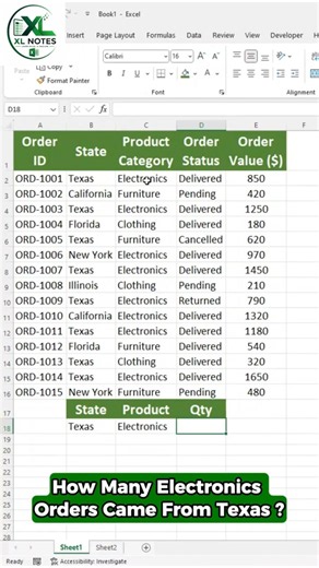 COUNTIFS Formula Count with Multiple Conditions #Shorts #Excel