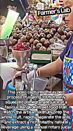Extraction and portioning process of natural pomegranate juice using a manual rotary juicer #worker
