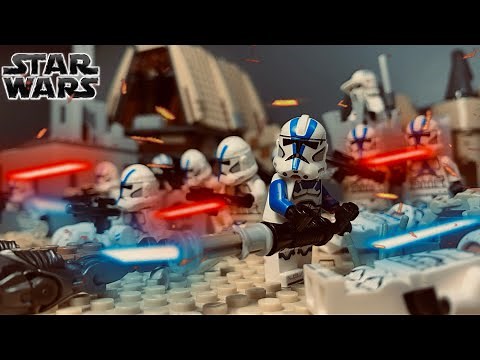 LEGO Star Wars the Clone Wars battle - 501st clone invasion of Jedha City (Stop-Motion Animation)