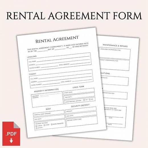 Rental Agreement Form | Clear & Concise Lease Agreement Template
