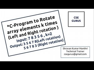 Rotate array elements k times (Left and Right rotation ) (C - program)