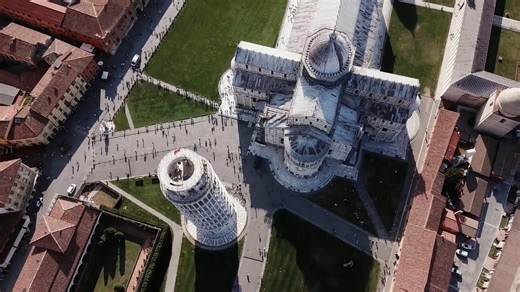 Leaning Tower Unveiled: Drone Views of Pisa's Architectural Wonder