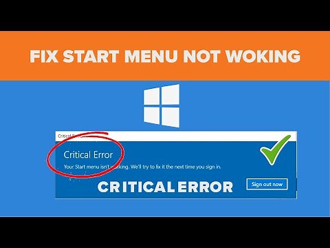 how to fix critical error start menu windows 10