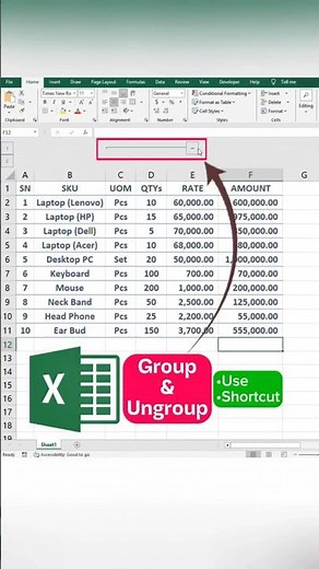 Quickly Group & Ungroup Rows or Columns in Excel. #excel