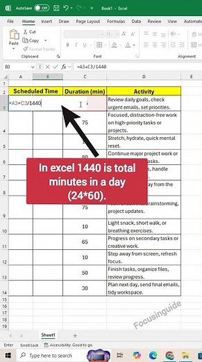 How to Make a Daily Schedule Tracker in Excel ⏰ | Excel Tips & Tricks #focusinguide #shorts