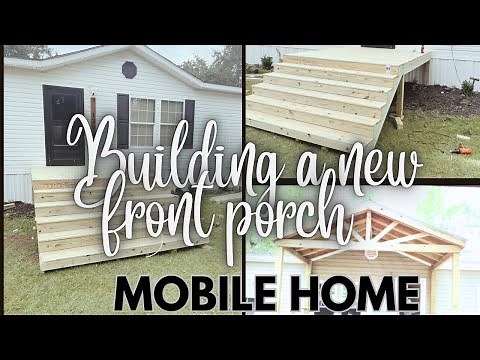 MOBILE HOME FRONT PORCH BUILD | Budget diy how to build a front porch step by step| Pt 1